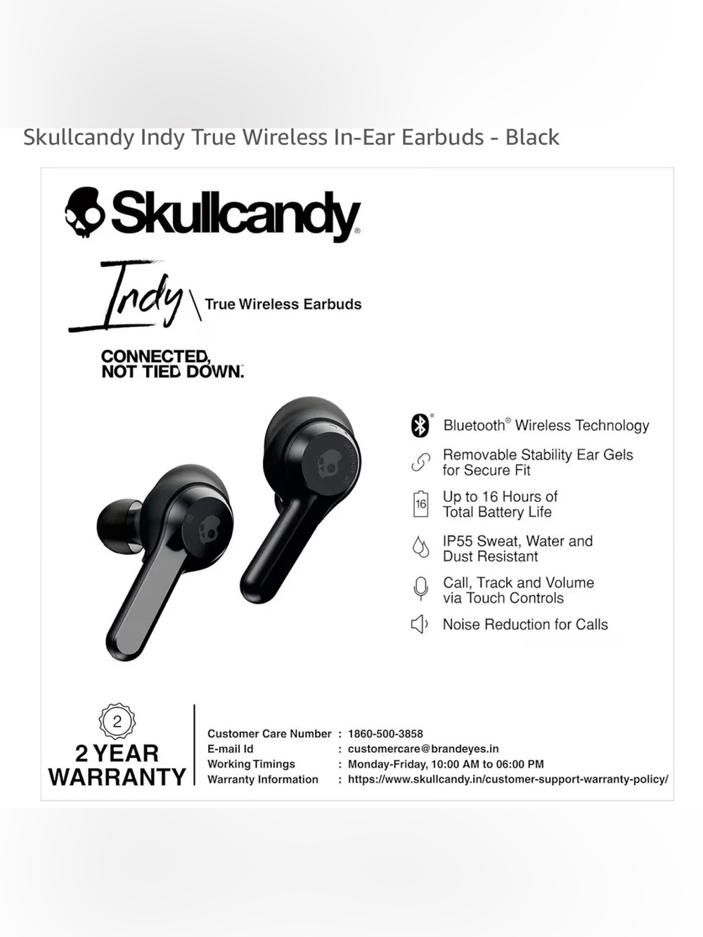 Skullcandy Indy True Wireless Earbuds - Black
